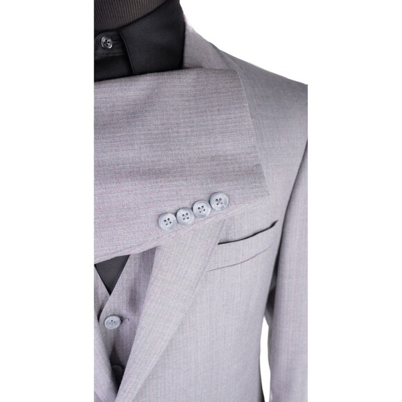 Vintage ARNIE Wool Blend 2-Pcs Blazer Jacket Cost / Vest Gray Micro Check Sz 42R - Picture 9 of 16